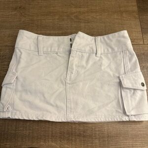 Princess Polly White Denim Mini Skirt with Snap Details